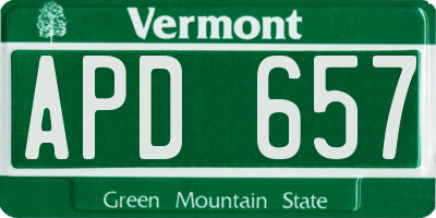 VT license plate APD657