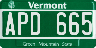 VT license plate APD665