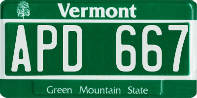 VT license plate APD667