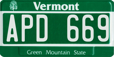 VT license plate APD669