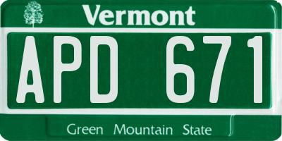 VT license plate APD671