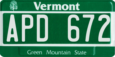 VT license plate APD672