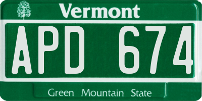 VT license plate APD674