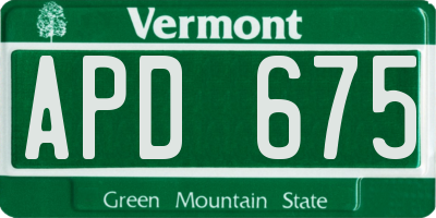 VT license plate APD675