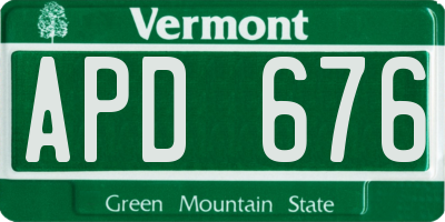 VT license plate APD676