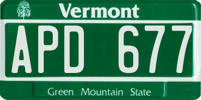 VT license plate APD677