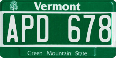 VT license plate APD678
