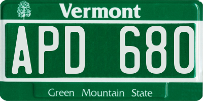 VT license plate APD680