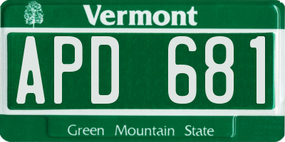 VT license plate APD681