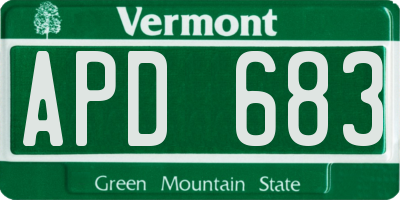 VT license plate APD683