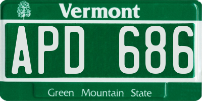 VT license plate APD686