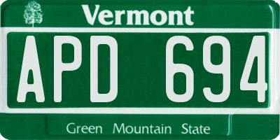 VT license plate APD694