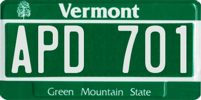 VT license plate APD701