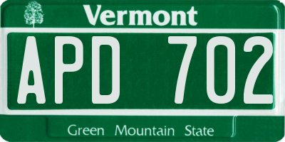 VT license plate APD702