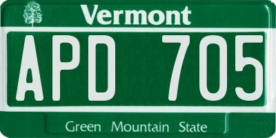 VT license plate APD705