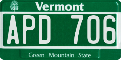VT license plate APD706