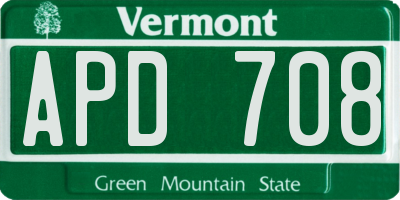 VT license plate APD708