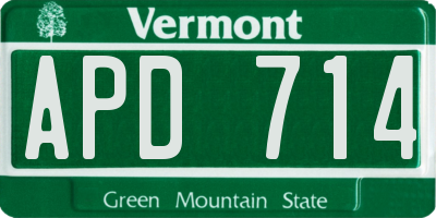 VT license plate APD714