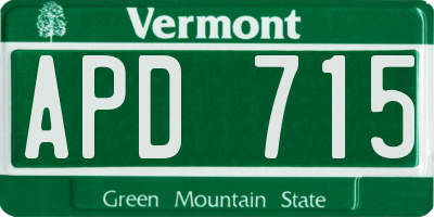 VT license plate APD715