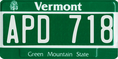 VT license plate APD718