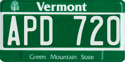 VT license plate APD720