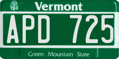 VT license plate APD725