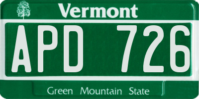 VT license plate APD726