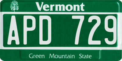 VT license plate APD729