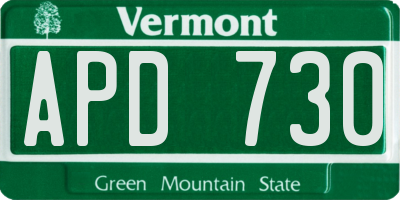VT license plate APD730