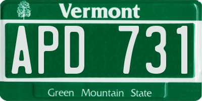 VT license plate APD731