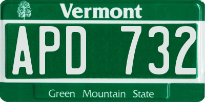 VT license plate APD732