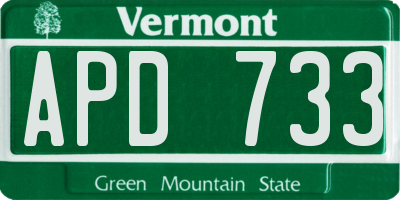 VT license plate APD733