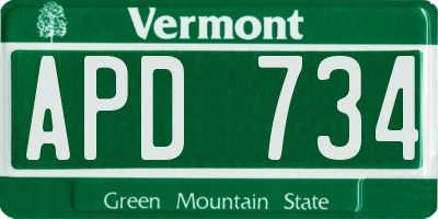 VT license plate APD734