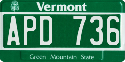 VT license plate APD736