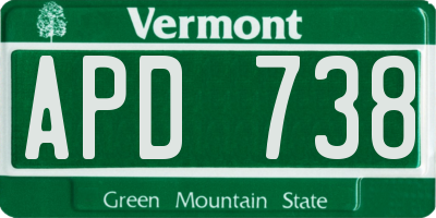 VT license plate APD738