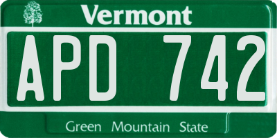 VT license plate APD742
