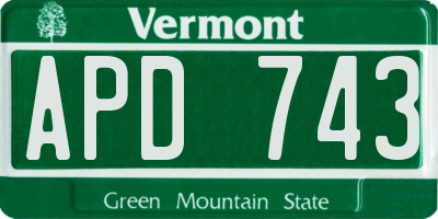 VT license plate APD743
