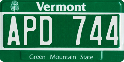 VT license plate APD744