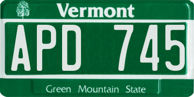 VT license plate APD745