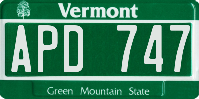 VT license plate APD747
