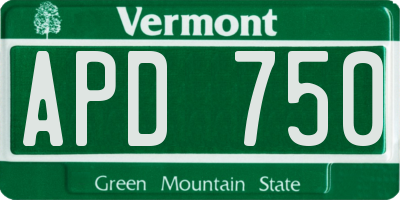 VT license plate APD750