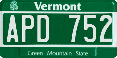 VT license plate APD752