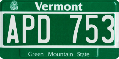 VT license plate APD753