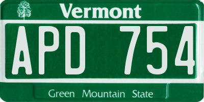 VT license plate APD754