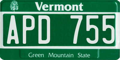 VT license plate APD755