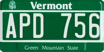 VT license plate APD756