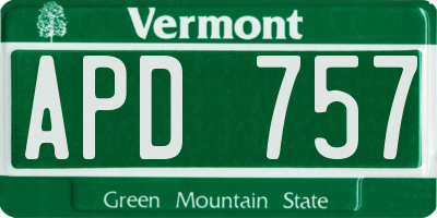 VT license plate APD757