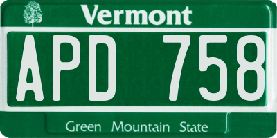 VT license plate APD758