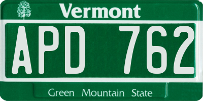 VT license plate APD762