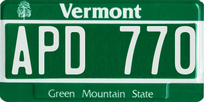 VT license plate APD770